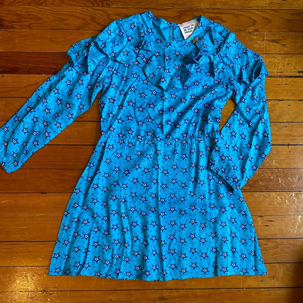 Blue star ruffle dress